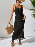 Openwork Scoop Neck Cover-Up Dress - Piña Colada