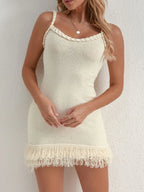 Fringe Hem Knit Cami Dress - Piña Colada