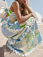 Tied Back Printed Maxi Dress - Piña Colada