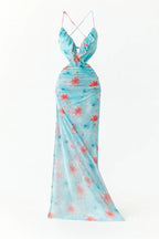 Vestido floral estilo vacaciones con tirantes finos y volantes