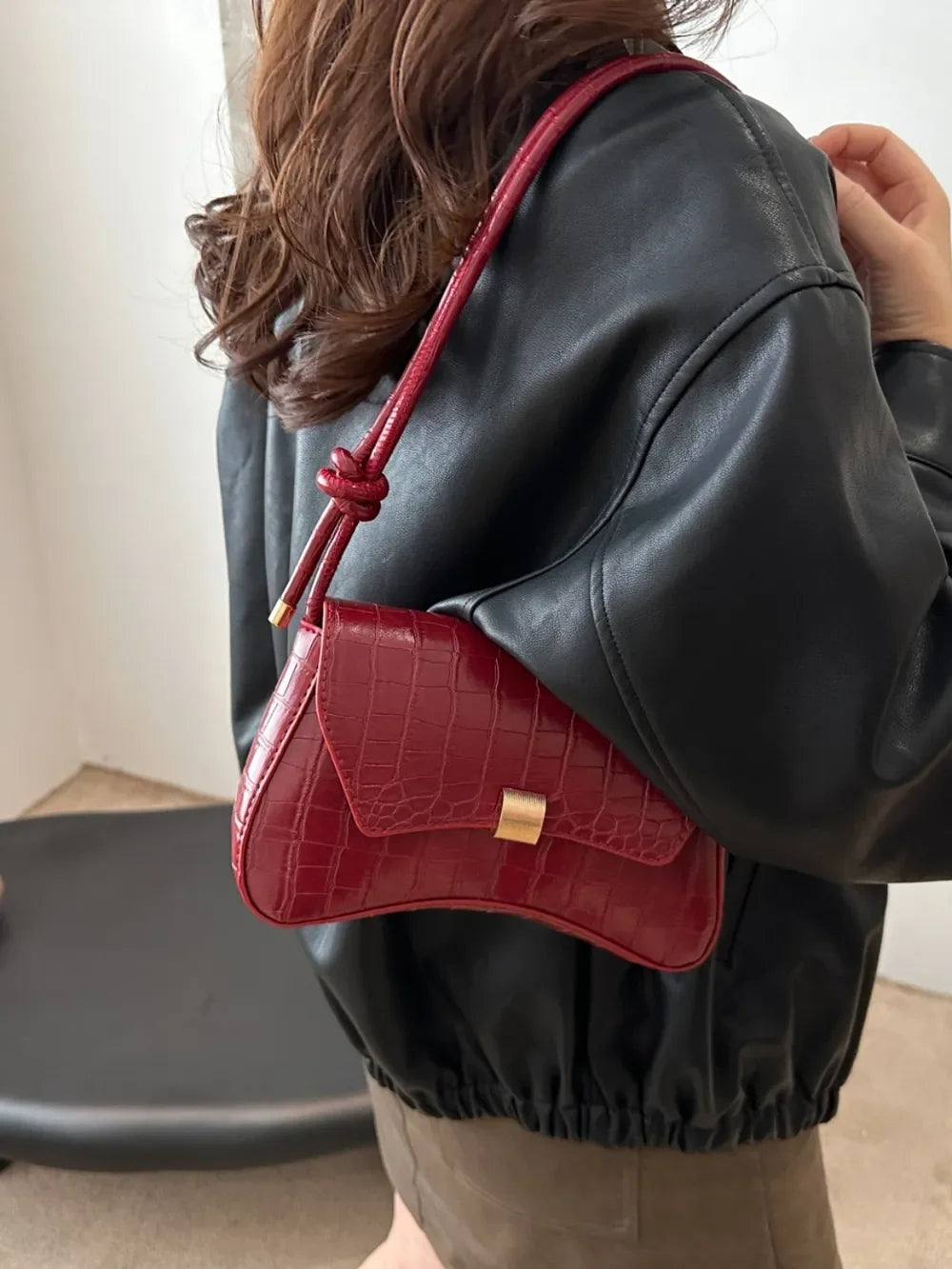 PU Leather Texture Crossbody Bag - Piña Colada