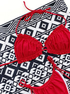 Frill Trill Halter Neck Bikini Set - Piña Colada