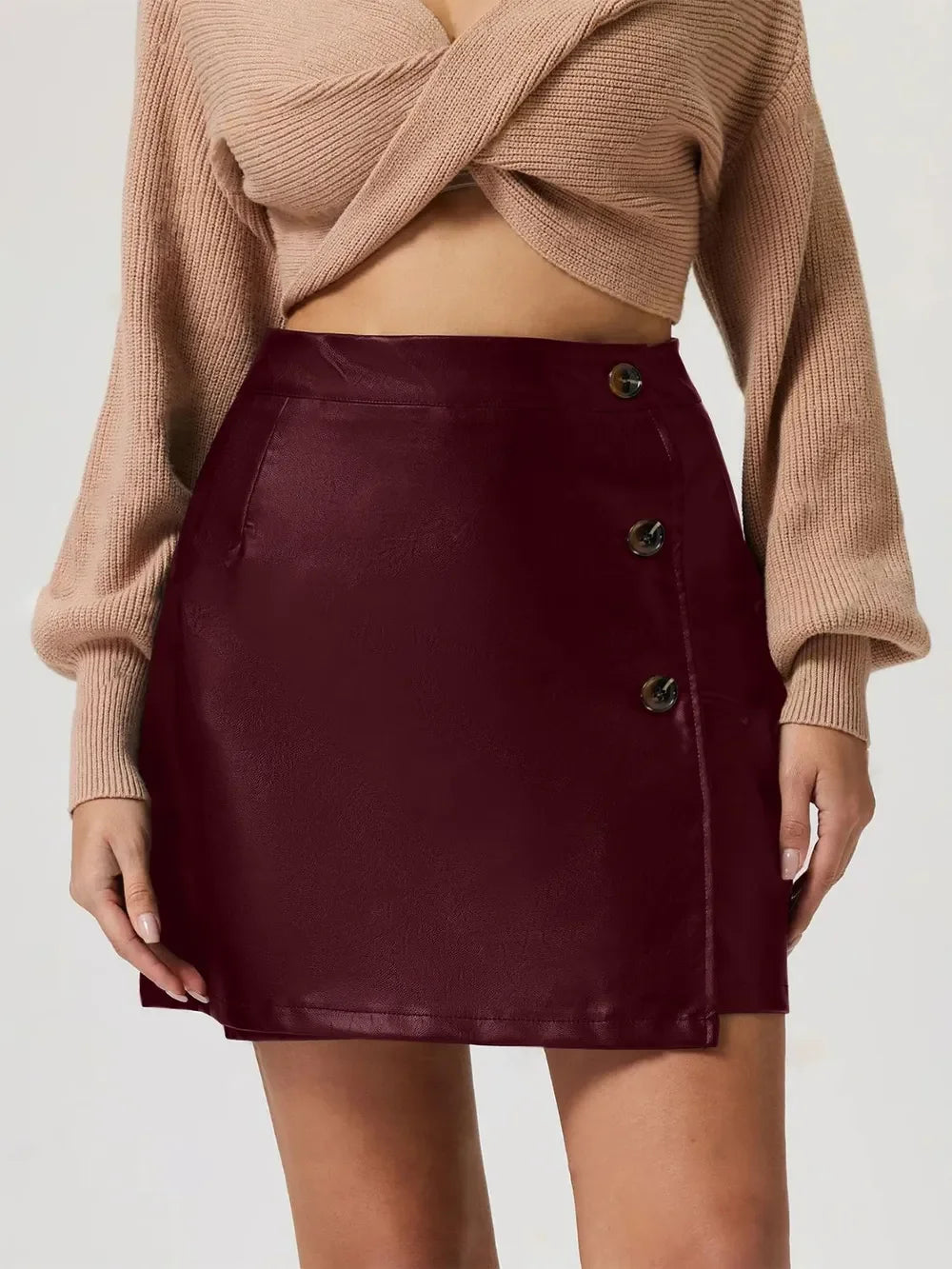 Buttoned High Rise Mini Skirt - Piña Colada