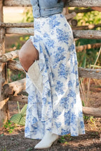 Split Asymmetrical Ruffled Printed Skirt - Piña Colada