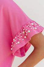 Pearl Embellished Top and Shorts Set - Piña Colada