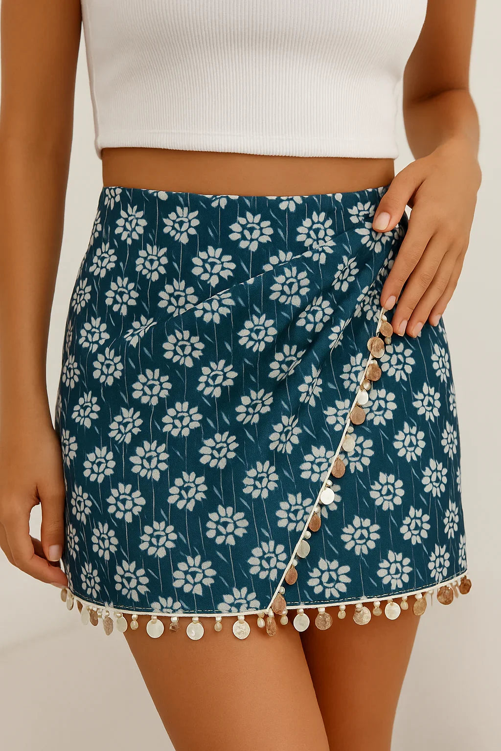 Tassel Geometric Print Skirt