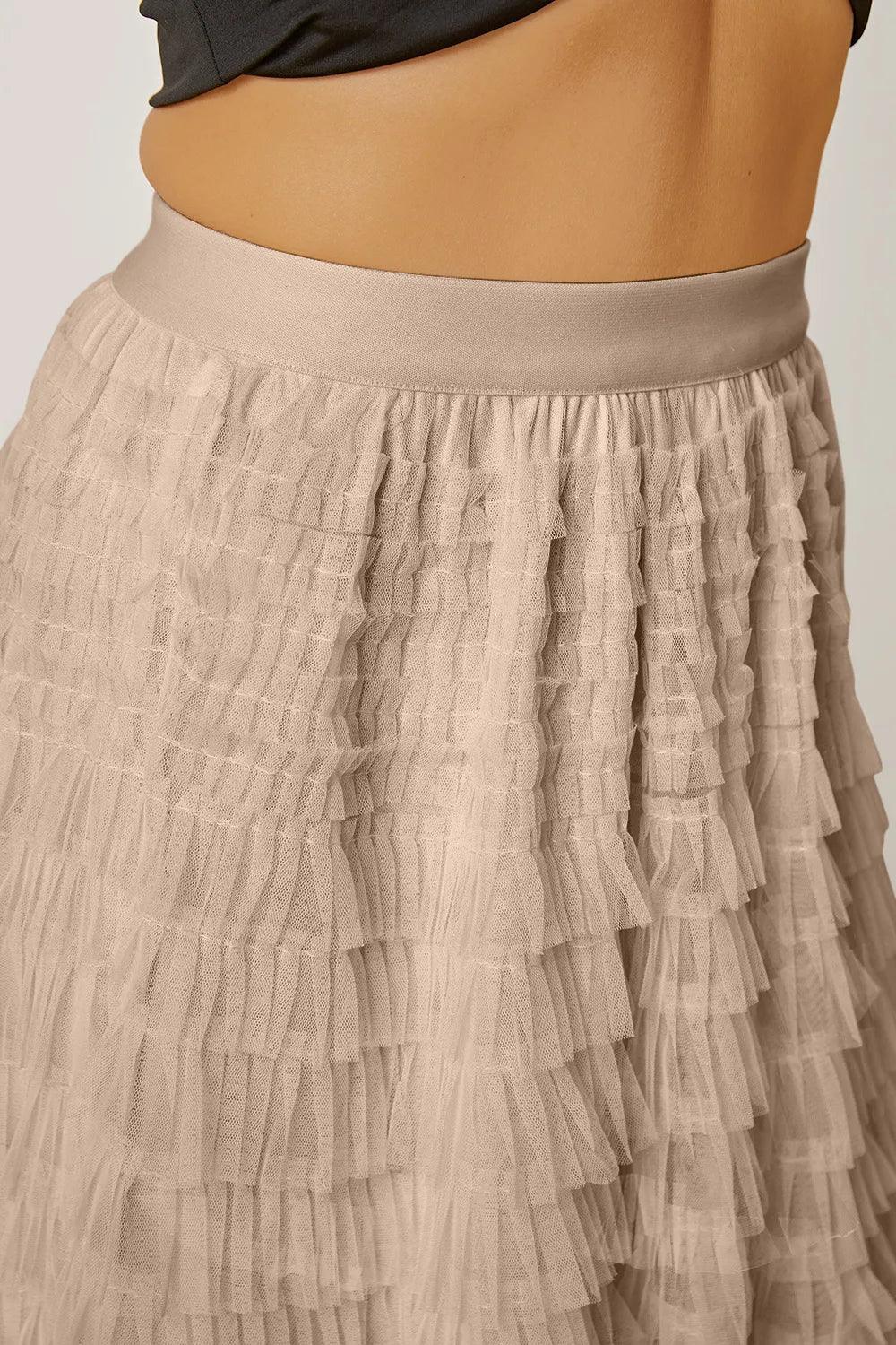 Ruched High Waist Tiered Skirt - Piña Colada