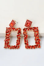 Square Shape Glass Stone Dangle Earrings - Piña Colada