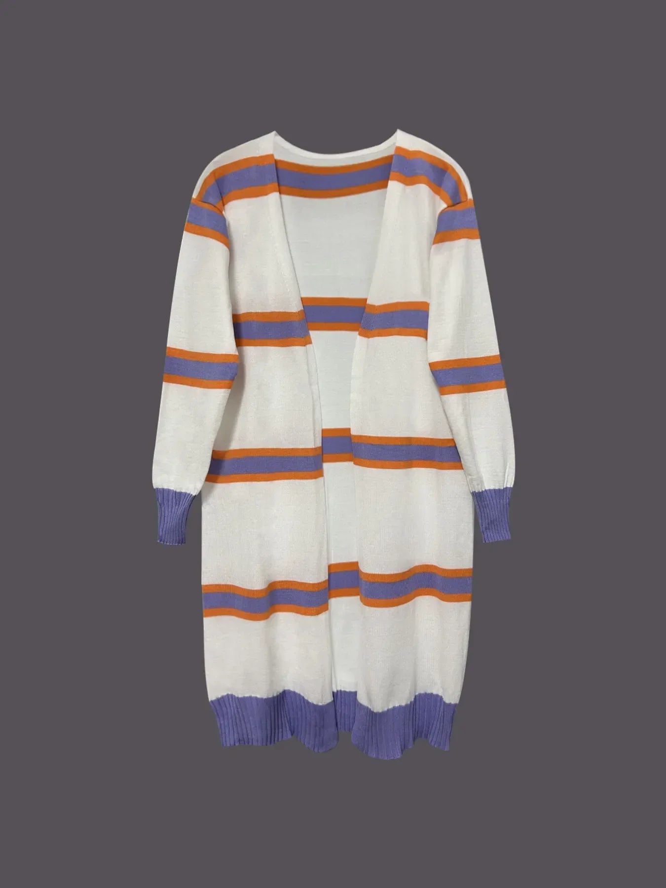 Striped Open Front Longline Cardigan - Piña Colada