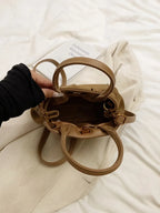 Suede Adjustable Strap Double-Use Handbag - Piña Colada