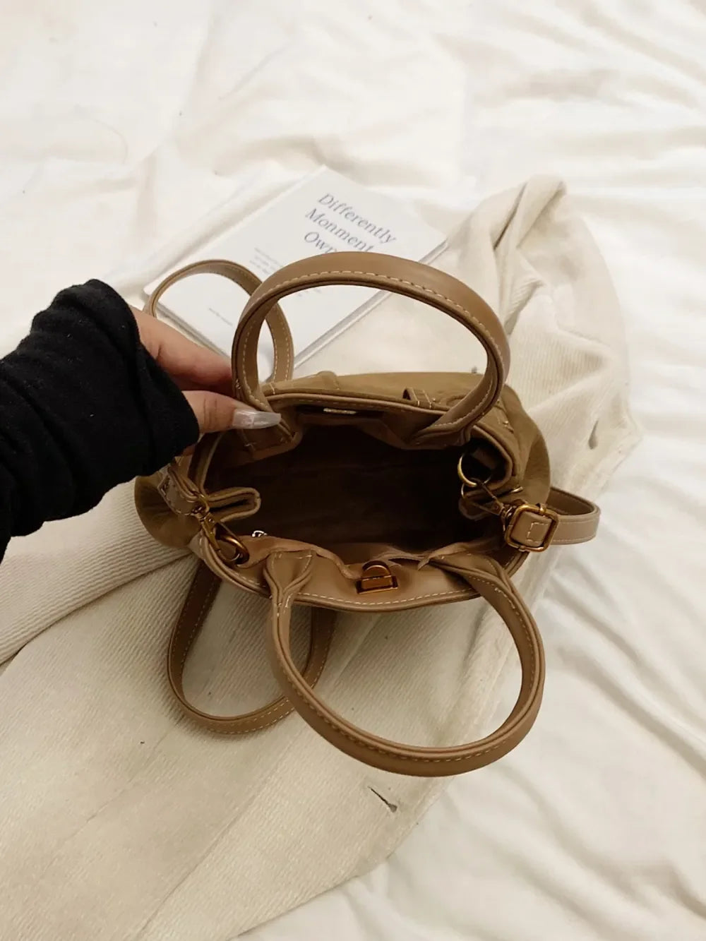 Suede Adjustable Strap Double-Use Handbag - Piña Colada