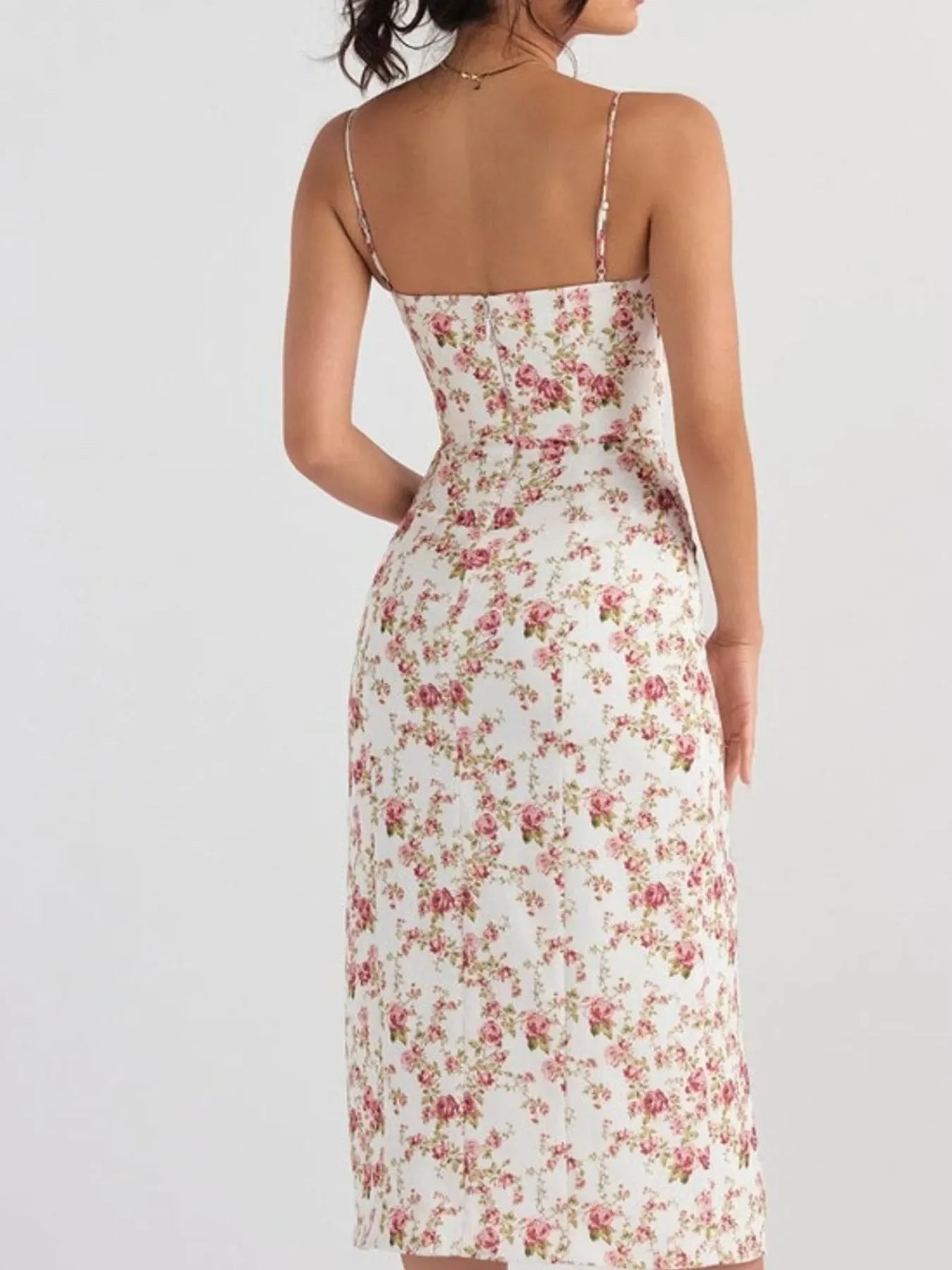 Floral Print Sweetheart Neck Cami Dress - Piña Colada