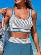 Scoop Neck Top and Skort Swim Set - Piña Colada