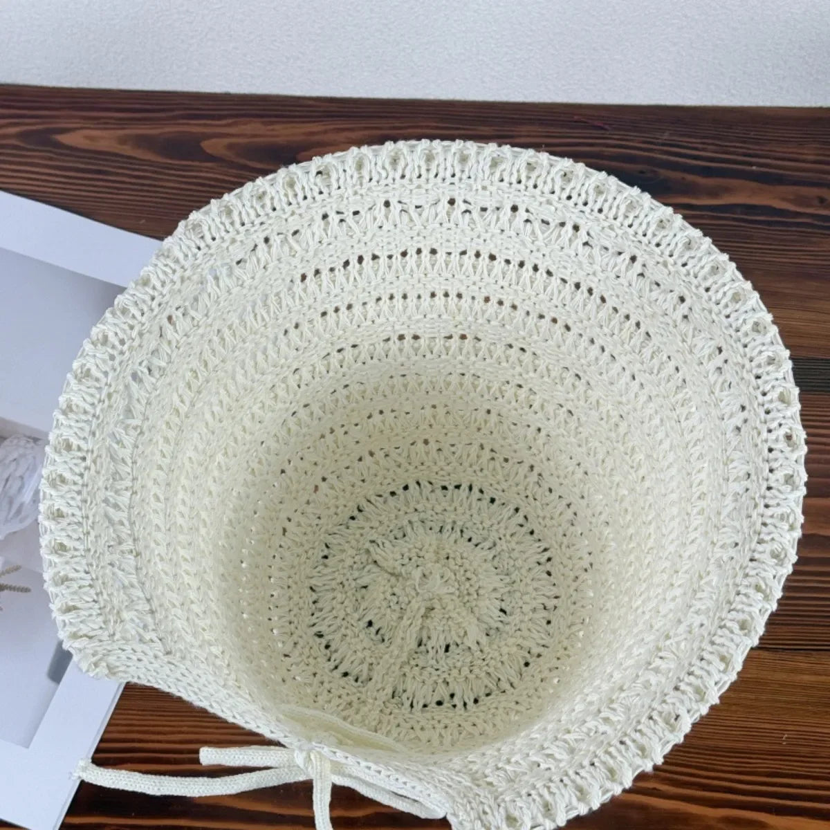 Crochet Bucket Hat with Drawstring - Piña Colada