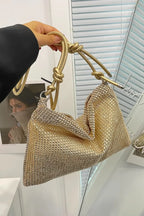 Rhinestone Knotted Strap Crossbody Bag - Piña Colada