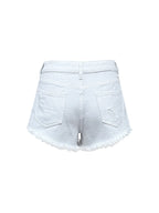 Raw Hem High Waist Denim Shorts - Piña Colada