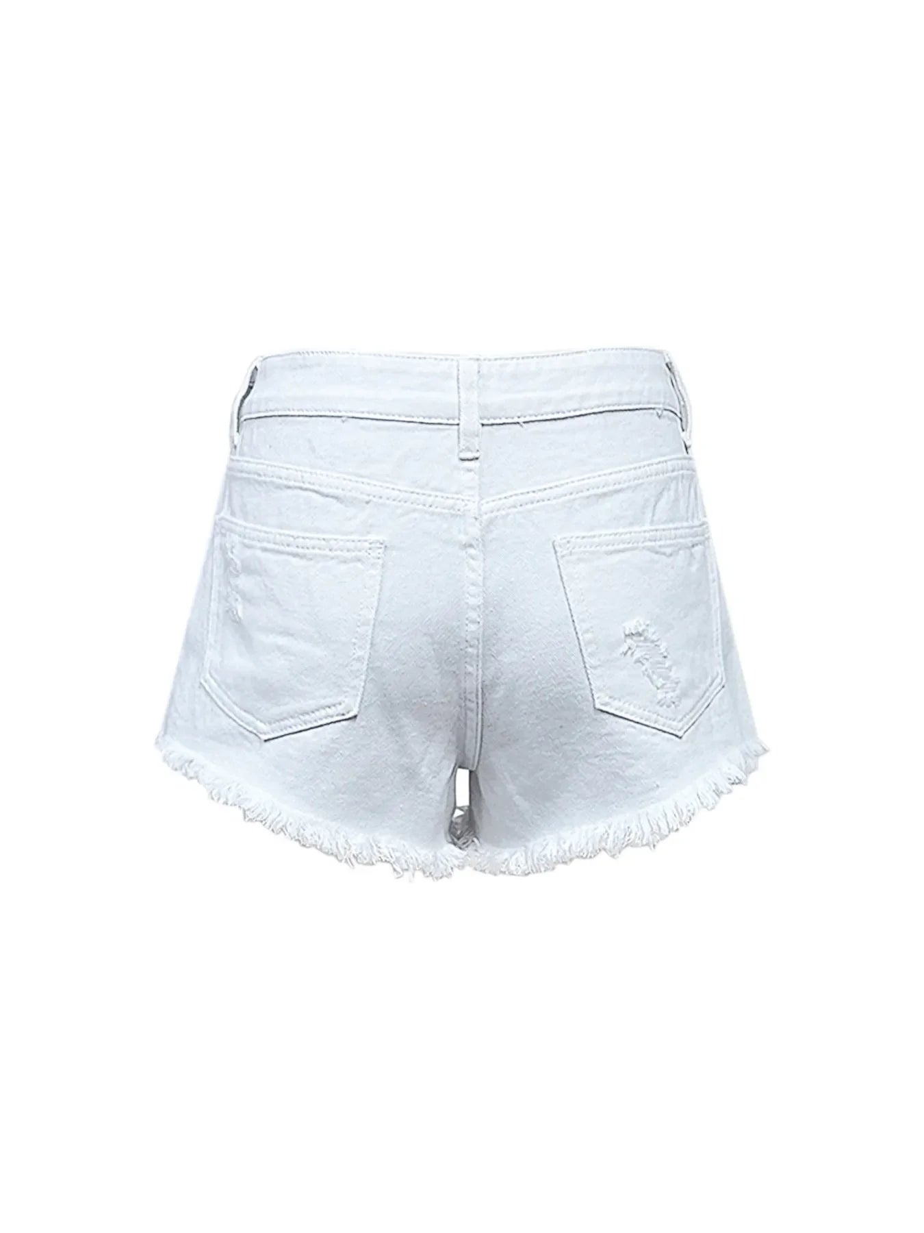 Raw Hem High Waist Denim Shorts - Piña Colada