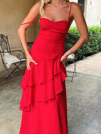 Sweetheart Neck Ruffled Maxi Cami Dress - Piña Colada