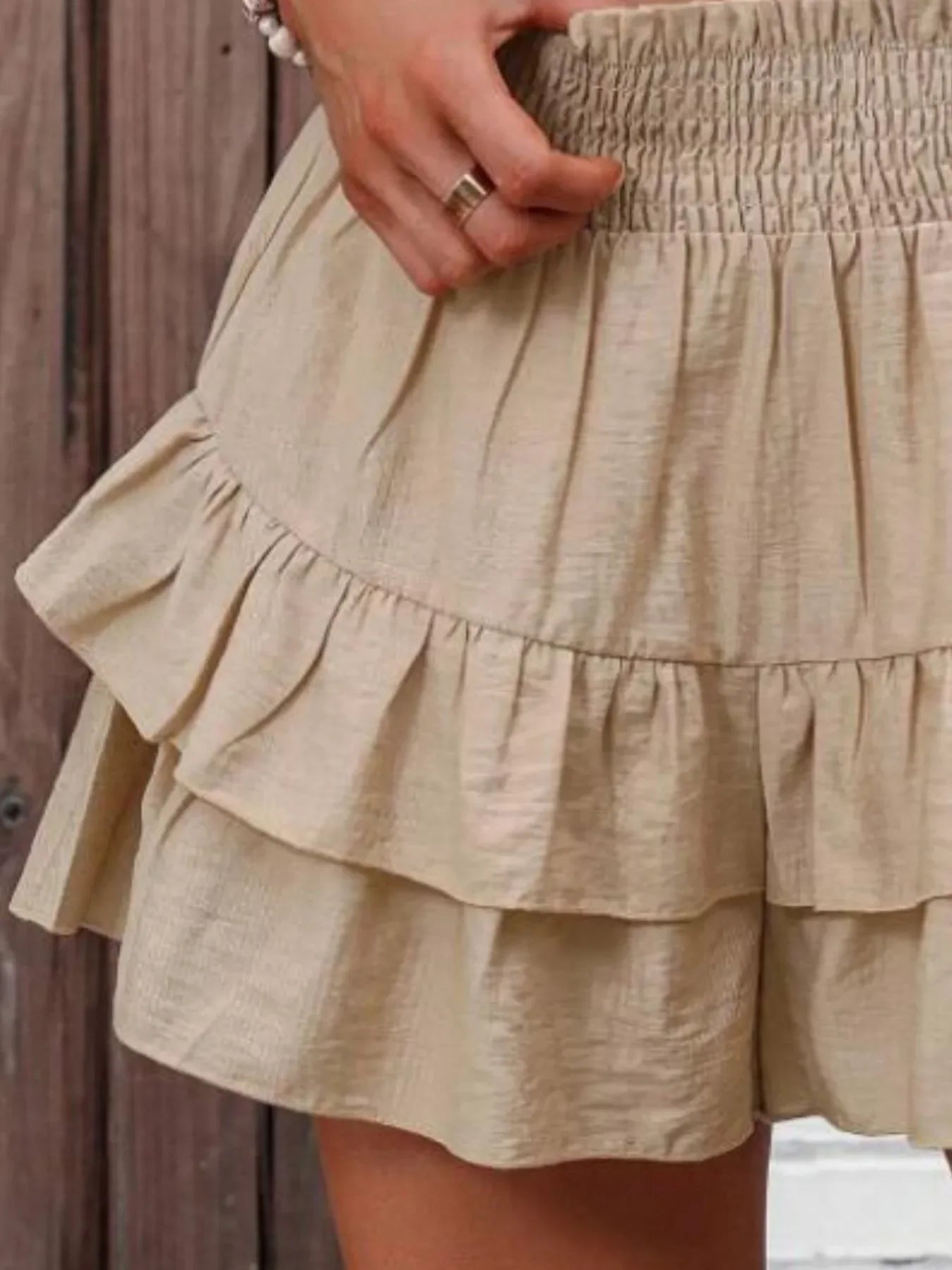 Ruffle Layered High Waist Casual Skort - Piña Colada
