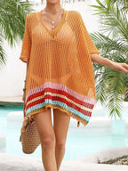 Crochet V-Neck Cover-Up Dress - Piña Colada