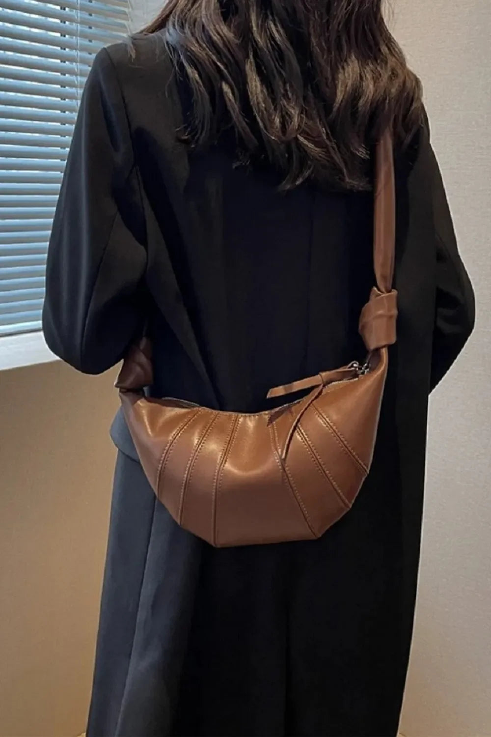Zenana Vegan Leather Croissant Crossbody Bag - Piña Colada