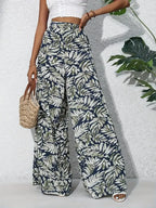 Printed High Waist Wide Leg Pants - Piña Colada