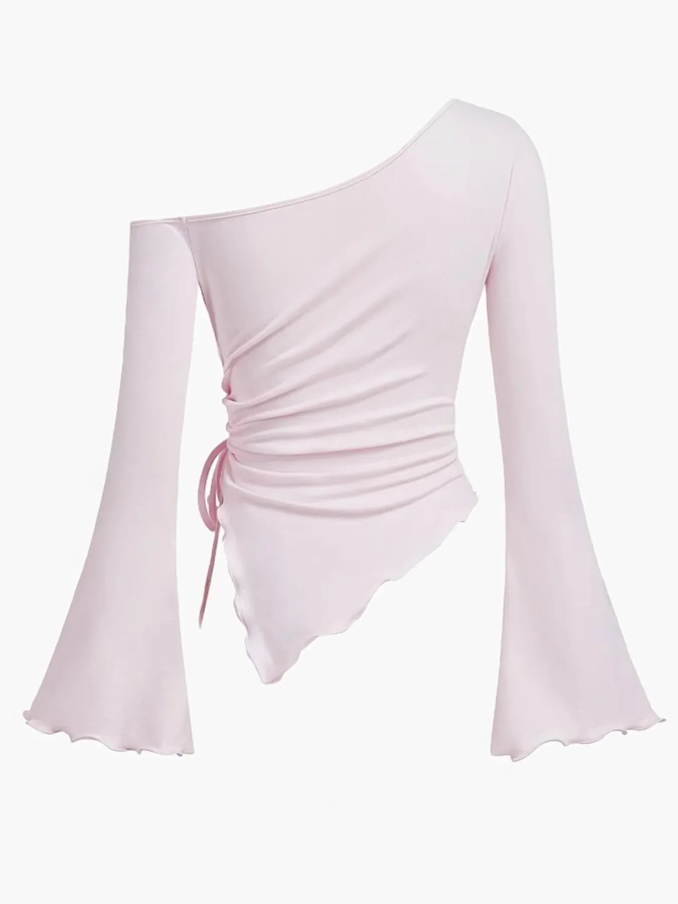 One Shoulder Bell Sleeve T-Shirt - Piña Colada