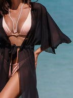 Solid Color Flutter Sleeve Cover-Up - Piña Colada