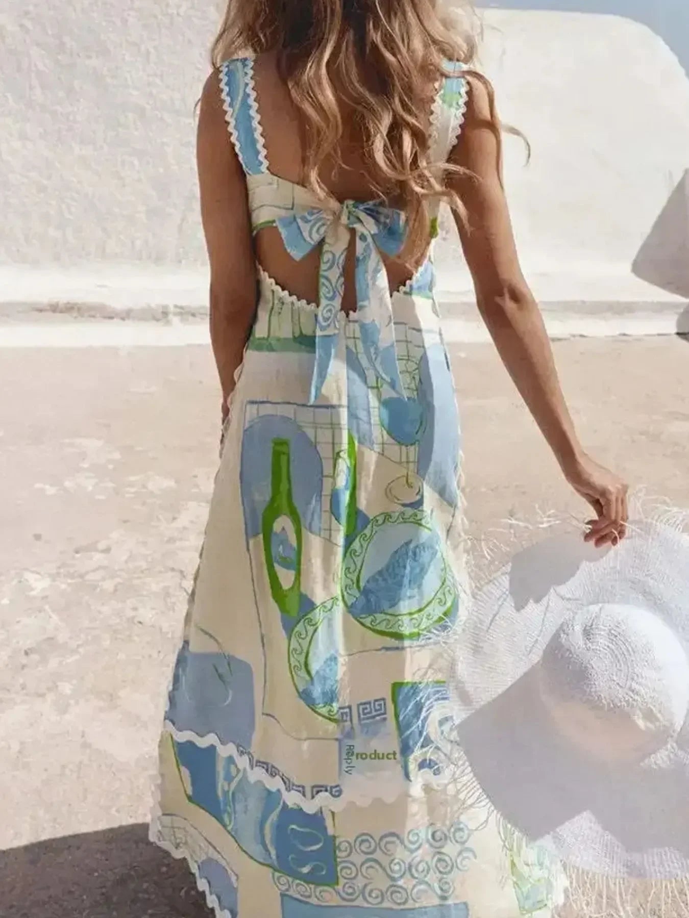 Tied Back Printed Maxi Dress - Piña Colada