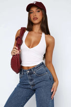 Lovelet Halter Neck Cropped Slim Cami - Piña Colada