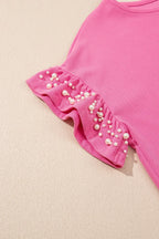 Pearl Embellished Top and Shorts Set - Piña Colada