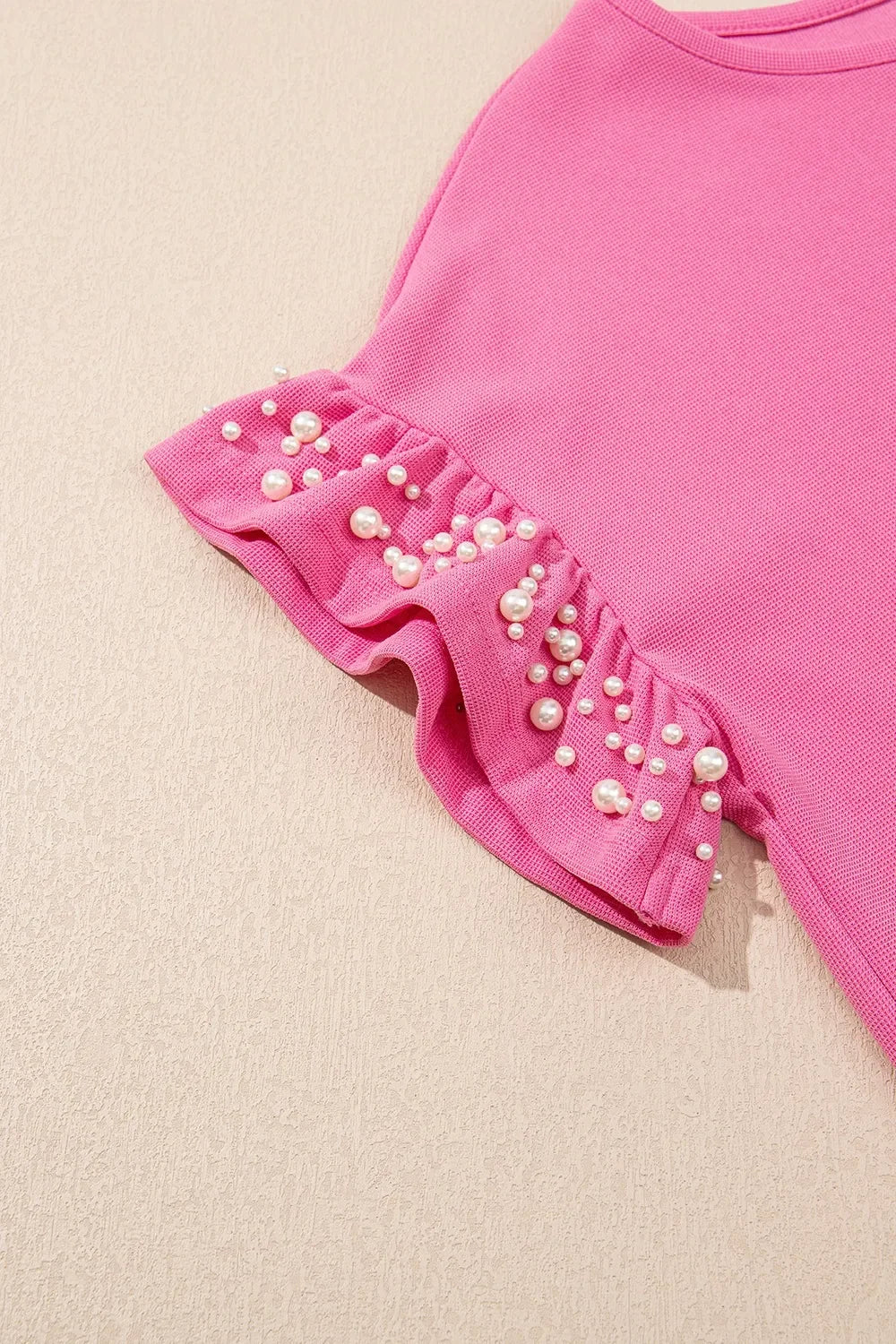 Pearl Embellished Top and Shorts Set - Piña Colada