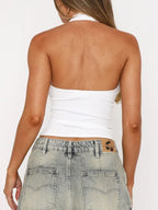 Lace Detail Halter Neck Cami - Piña Colada