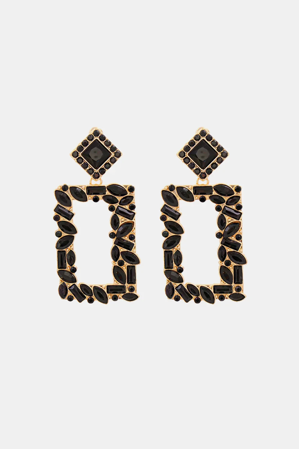 Square Shape Glass Stone Dangle Earrings - Piña Colada