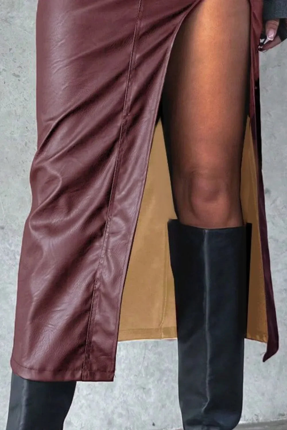 Slit Midi Skirt with Pockets - Piña Colada