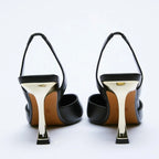 PU Leather Point Toe Stiletto Heel Pumps - Piña Colada