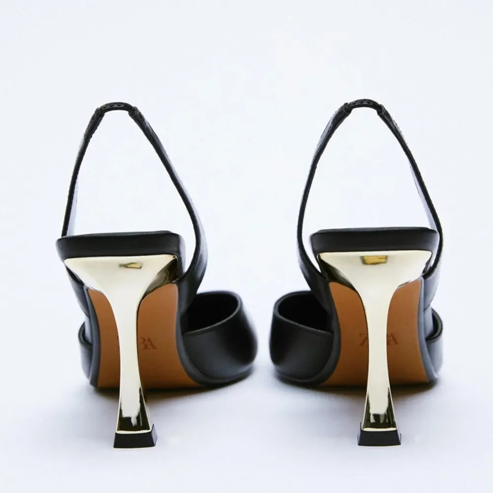 PU Leather Point Toe Stiletto Heel Pumps - Piña Colada