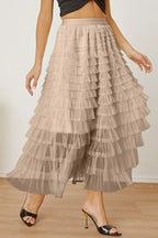 Ruched High Waist Tiered Skirt - Piña Colada