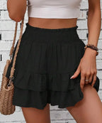 Ruffle Layered High Waist Casual Skort - Piña Colada