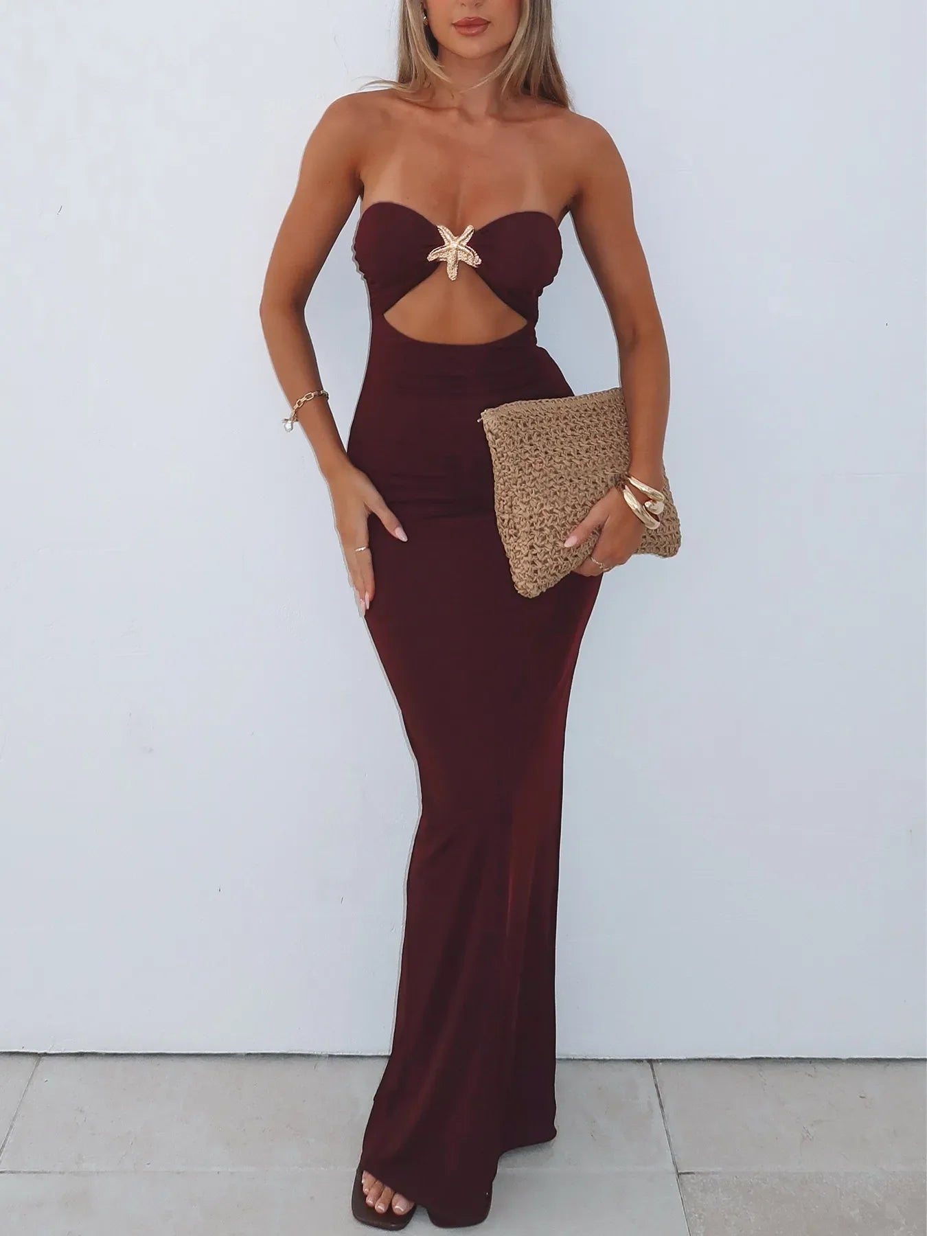 Cutout Sweetheart Neck Tube Maxi Dress - Piña Colada
