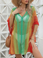 Rainbow Gradient Crochet Beach Cover Up - Piña Colada