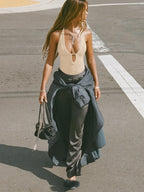Cutout Ribbed Tank Top - Piña Colada