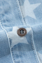 Star Collared Neck Denim Jacket - Piña Colada