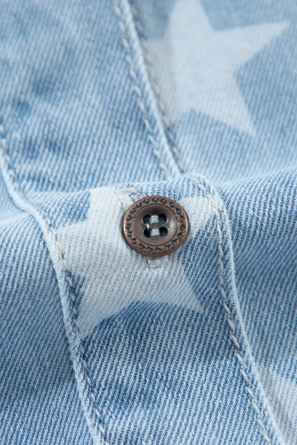 Star Collared Neck Denim Jacket - Piña Colada