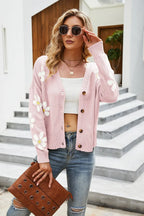 Flower Pattern Button Front Cardigan - Piña Colada