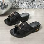 Open Toe Platform Wedge Sandals - Piña Colada