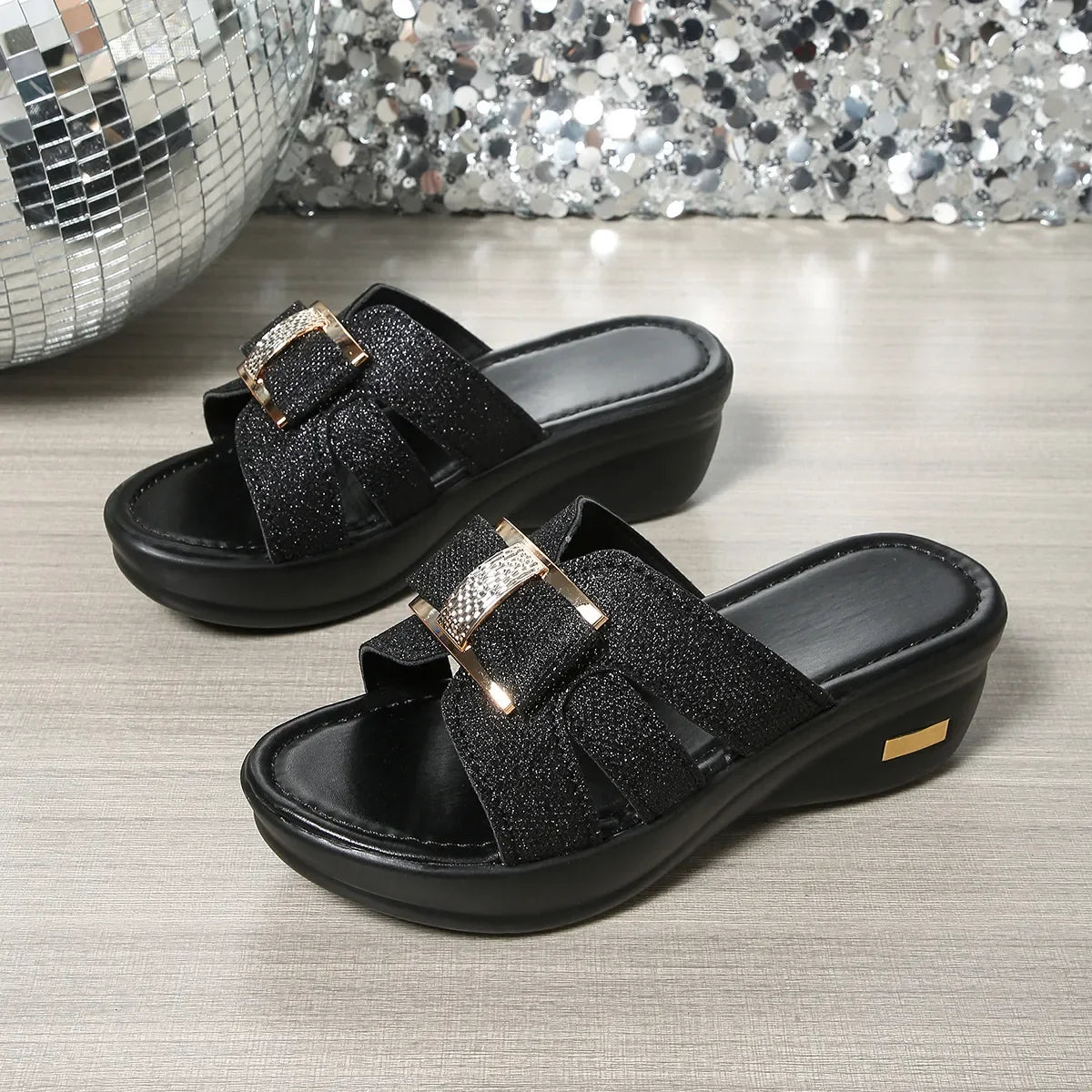 Open Toe Platform Wedge Sandals - Piña Colada