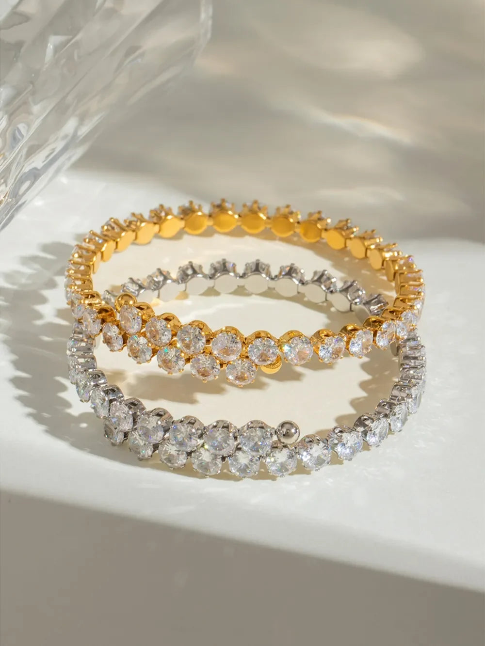 Stainless Steel Inlaid Zircon Bracelet - Piña Colada