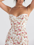 Floral Print Sweetheart Neck Cami Dress - Piña Colada