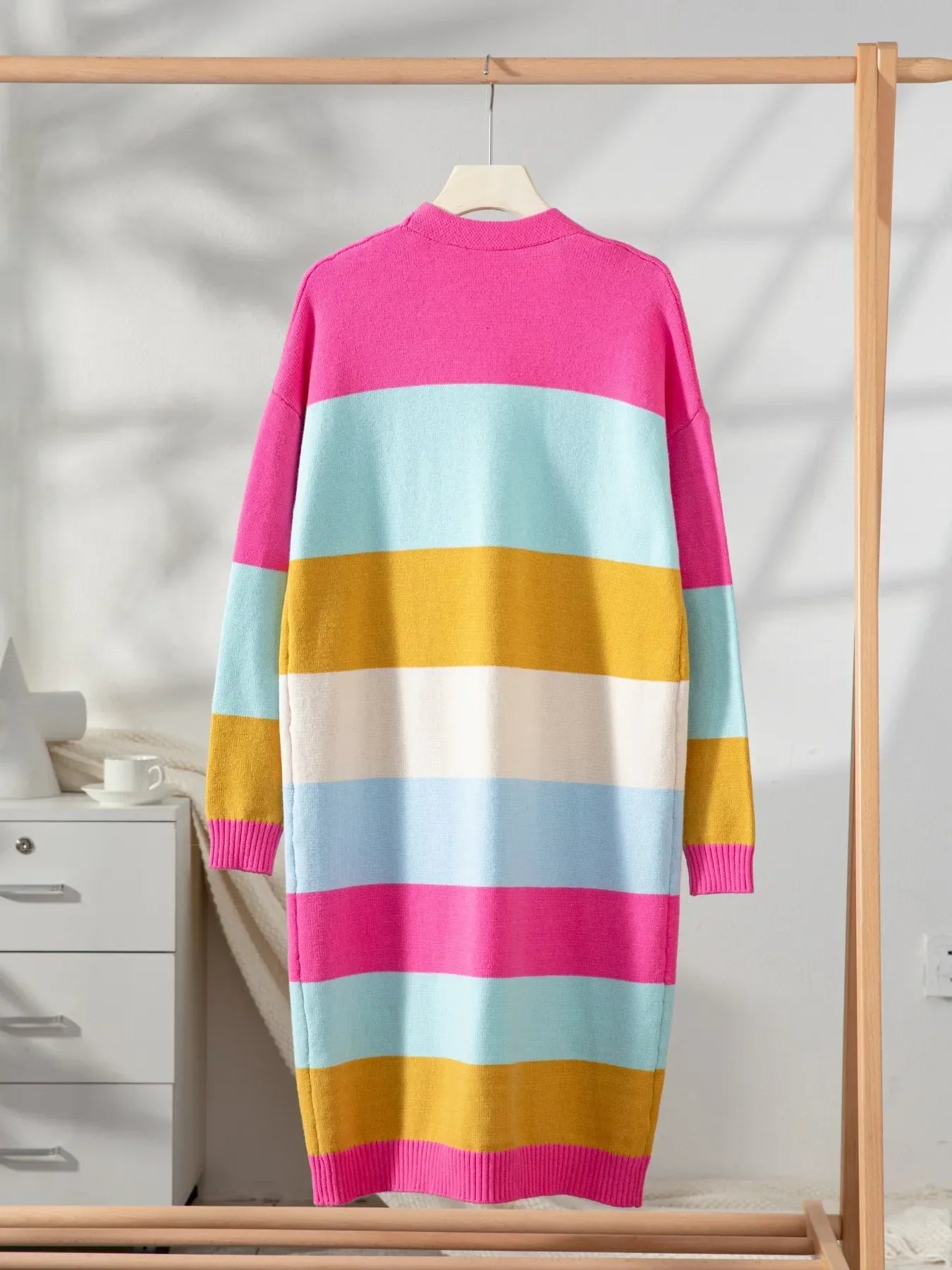 Color Block Open Front Cardigan - Piña Colada